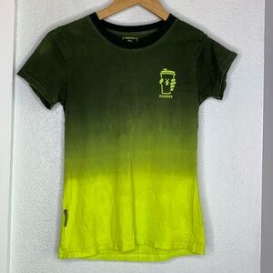 Dutch Bros End ALS Drink One for Dane Grey Neon Green Ombre Graphic Tee Small